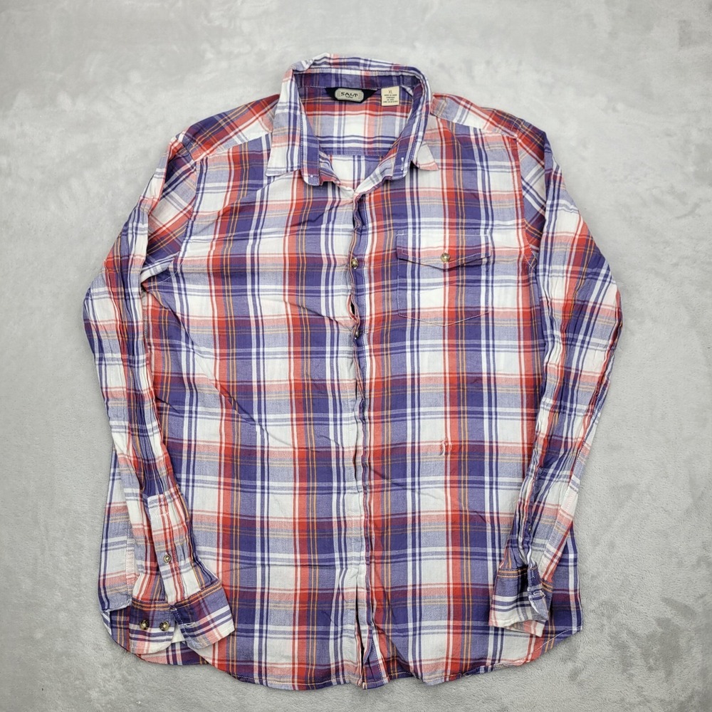 Salt Valley Shirt Women Extra Large Red Blue Button Up Western Rancher Rodeo XL*